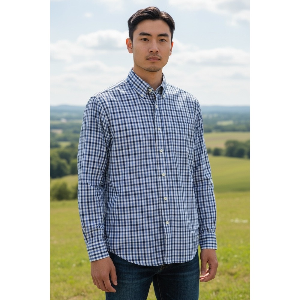 Lauren Ralph Lauren Mens Performance Stretch Gingham Button Down Shirt Business